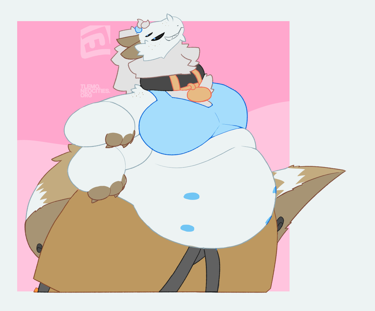 atomic.moth.gay's moth sona turned into a Thanun. They give the viewer a smug grin.