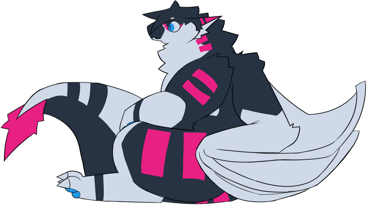 Ripley, an anthro dragon, sitting with a neutral face.