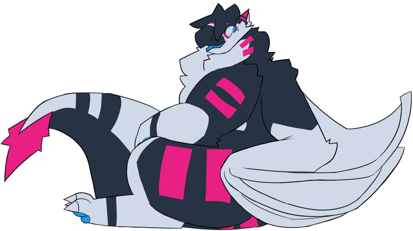 Ripley, an anthro dragon, sitting with a neutral face. His mouth is open