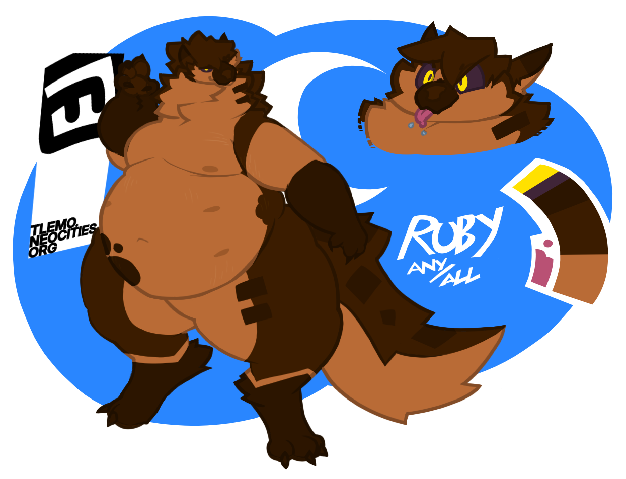 Drawing of Ruby, a fat lycanthrope.