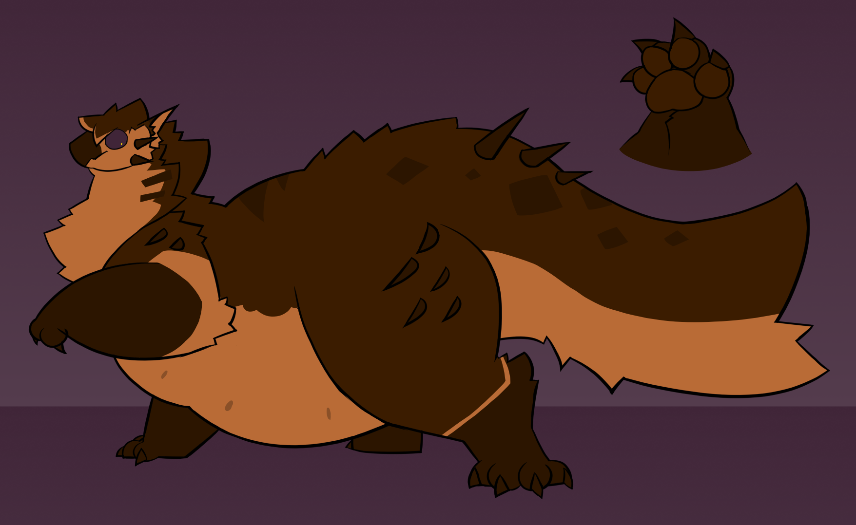 Ruby, a lycanthrope, as a fat fluffy dragon.