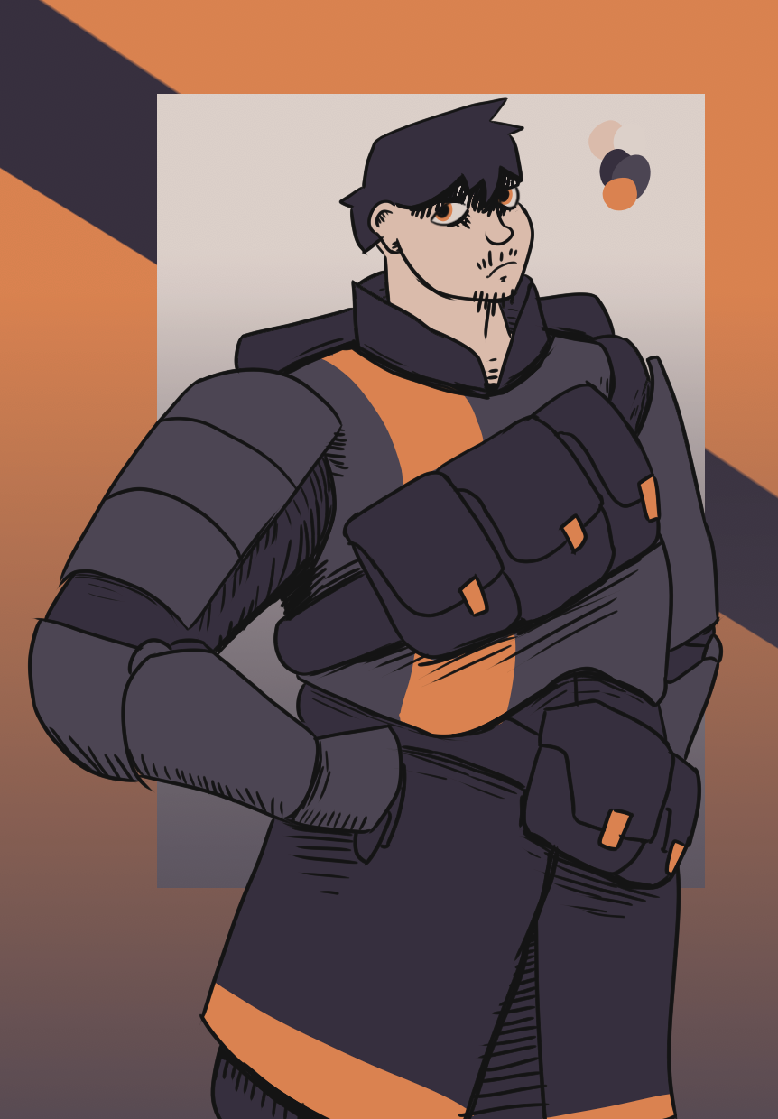 
		A drawing of a human male in fantasy armor.
		