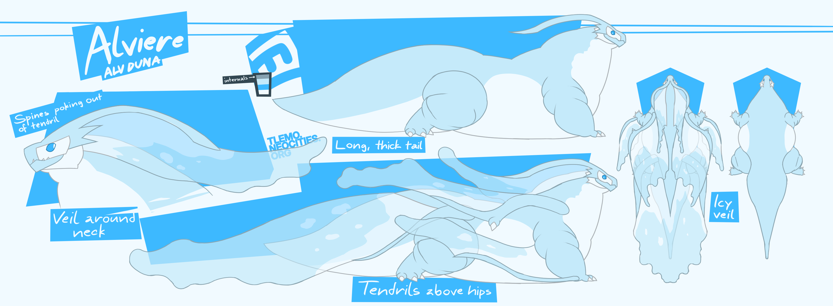 Reference sheet of Alviere, a dragon, redrawn as an Uth Duna